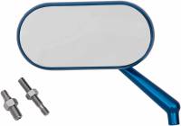 Arlen Ness - Arlen Ness Forged Oval Short Stem Billet Mirror - Left - Blue Anodized - 13-174 - Image 2