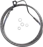 Drag Specialties - Drag Specialties Extended Stainless Steel Front Brake Line Kit - Clear Coated - 70-1/2in. (+6in.) - 1741-3991 - Image 1