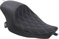 Drag Specialties - Drag Specialties 3/4 Solo Seat - Double Diamond - Silver Stitch - 0804-0745 - Image 1