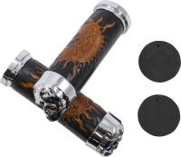 Drag Specialties - Drag Specialties Skull Grips with Red Eyes - Throttle Sleeve Not Included - 17-0505CDTS - Image 1