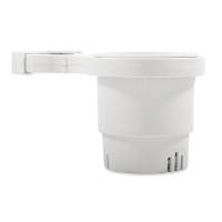 Camco - Camco Clamp-On Rail Mounted Cup Holder - Small for Up to 1-1/4" Rail - White - Image 1