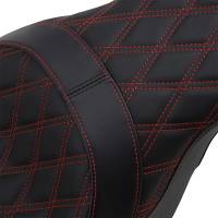 Drag Specialties - Drag Specialties Predator 2-Up Seats with Forward Double Diamond Positioning - Red Thread - 0801-1267 - Image 2