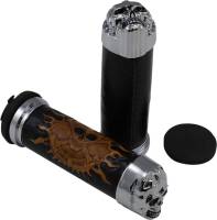 Drag Specialties - Drag Specialties Skull Grips with Plain Eyes - Throttle Sleeve Included - 74693B-BC303 - Image 1