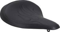 Drag Specialties - Drag Specialties Large Spring Solo Seat - Black Vinyl with Flames with Carpeted Bottom - 0806-0051 - Image 1