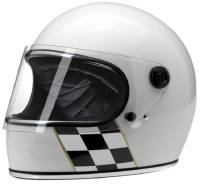 Biltwell Inc. - Biltwell Inc. Gringo S Tracker/Checker Stripe Helmet - GSGWBLECHKXS - Gloss White - X-Small - Image 1