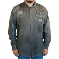 Lethal Threat - Lethal Threat Kustom Kulture Embriodered Long Sleeve Shirt - MG60133L - Gray/Black - Large - Image 1