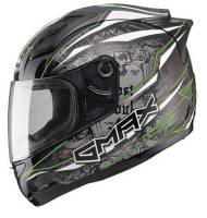 G-Max - G-Max GM69 Mayhem Helmet - G7693674 TC-23 - Mayhem Black/Silver/Hi-Viz Green - Small - Image 1