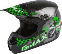 G-Max - G-Max MX-46Y Anim8 Youth Helmet - G3461800 - Dark Silver/Green - Small - Image 1