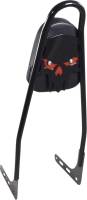 Motherwell - Motherwell One-Piece Skull Sissy Bars with Red-Eyed Pad Mount - 25in. - Gloss Black - 156T18-GB-SR-WP - Image 1