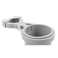 Camco - Camco Clamp-On Rail Mounted Cup Holder - Small for Up to 1-1/4" Rail - Grey - Image 2