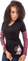 Lethal Threat - Lethal Threat Skull Blossom Tattoo Sleeves Womens Long-Sleeve Shirt - LA20644M - Image 1